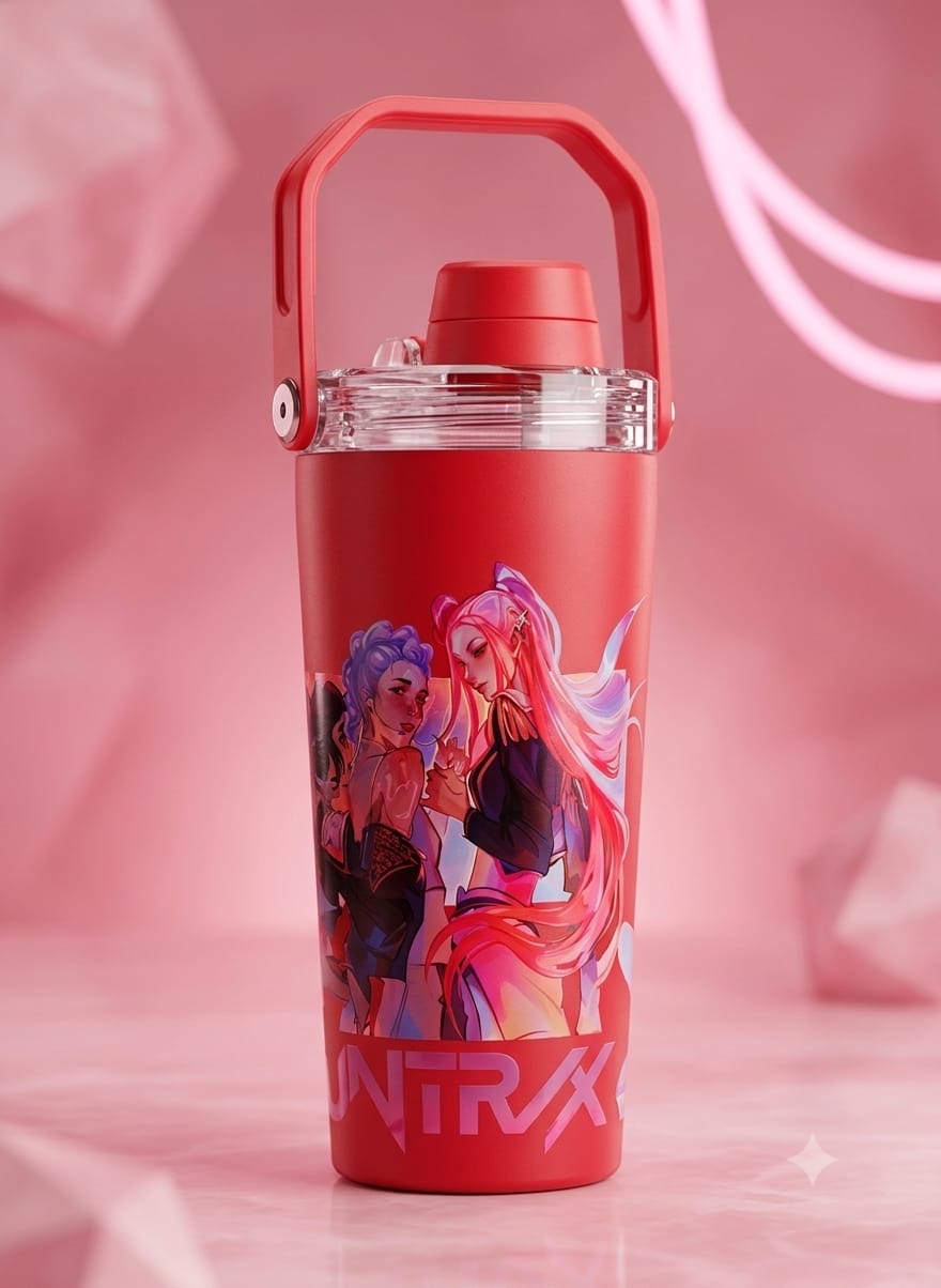 K-pop demon hunters pink tumbler
