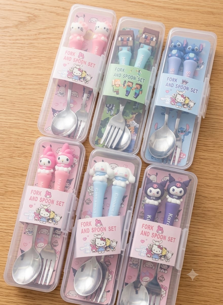 stainless steel fork and spoon set