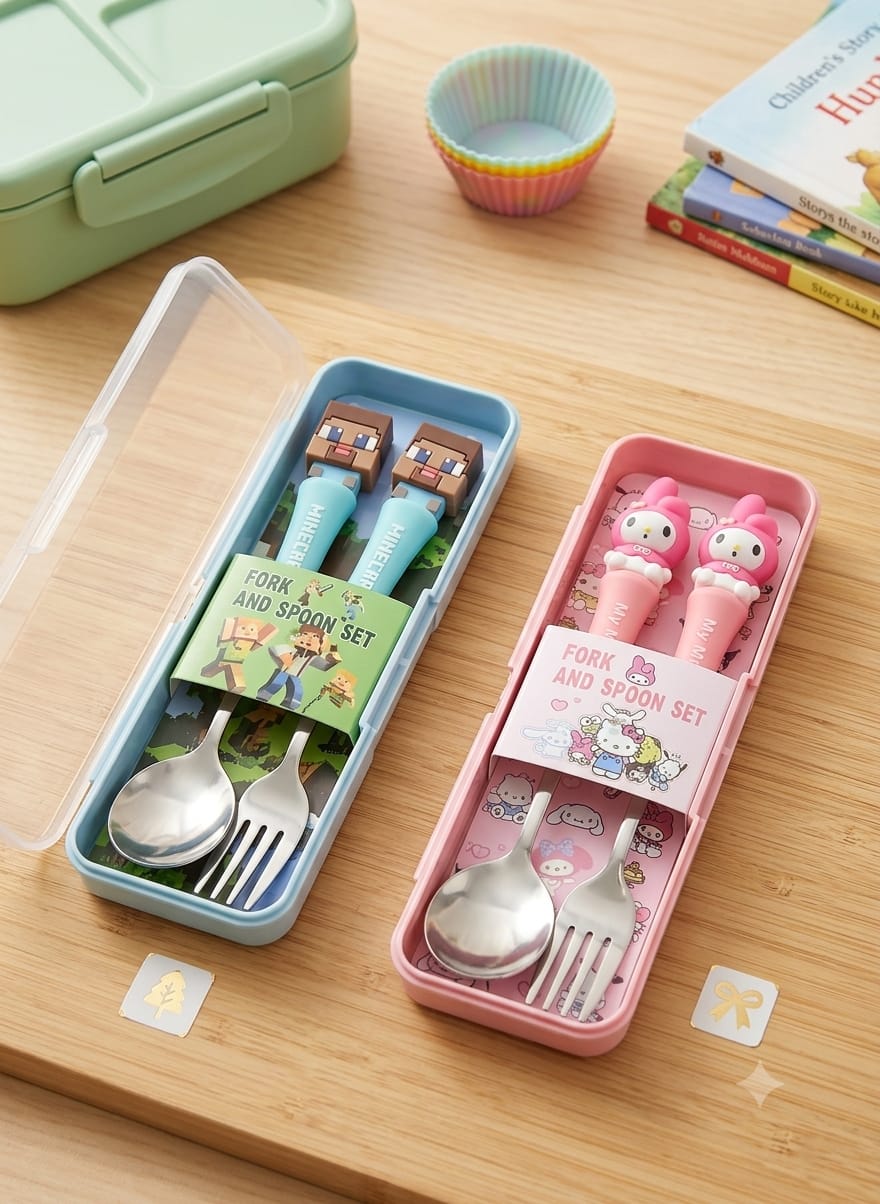stainless steel fork and spoon set