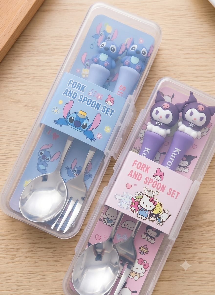 stainless steel fork and spoon set