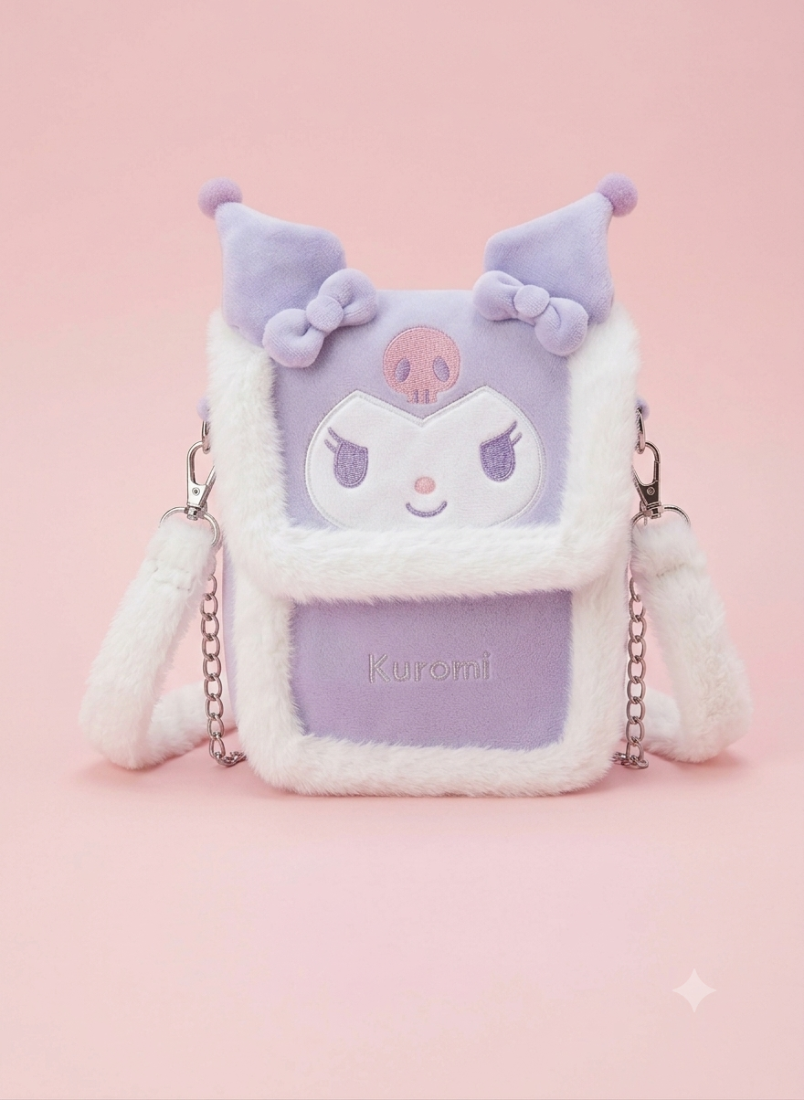 Plush kuromi fluffy crossbody bag