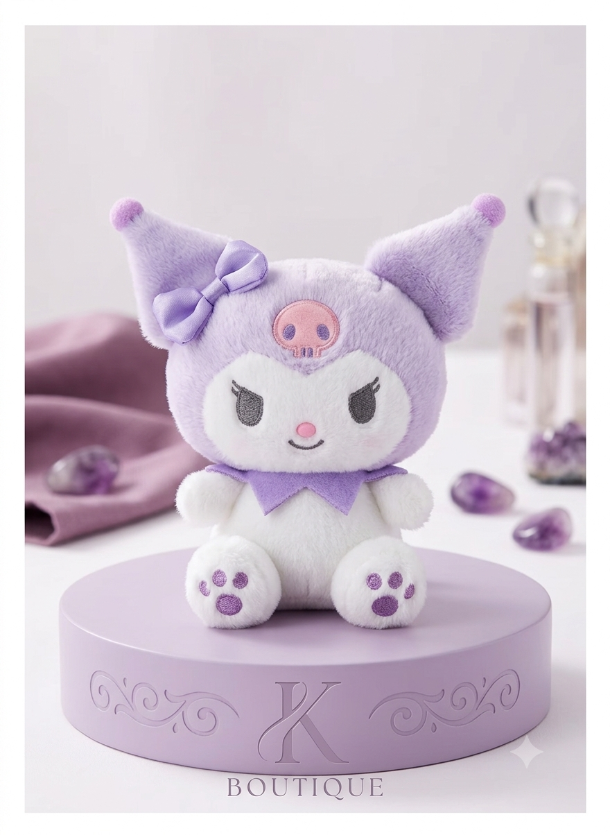 Plush fluffy kuromi keychain