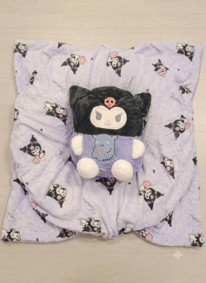 Plush pillow with blankets kuromi