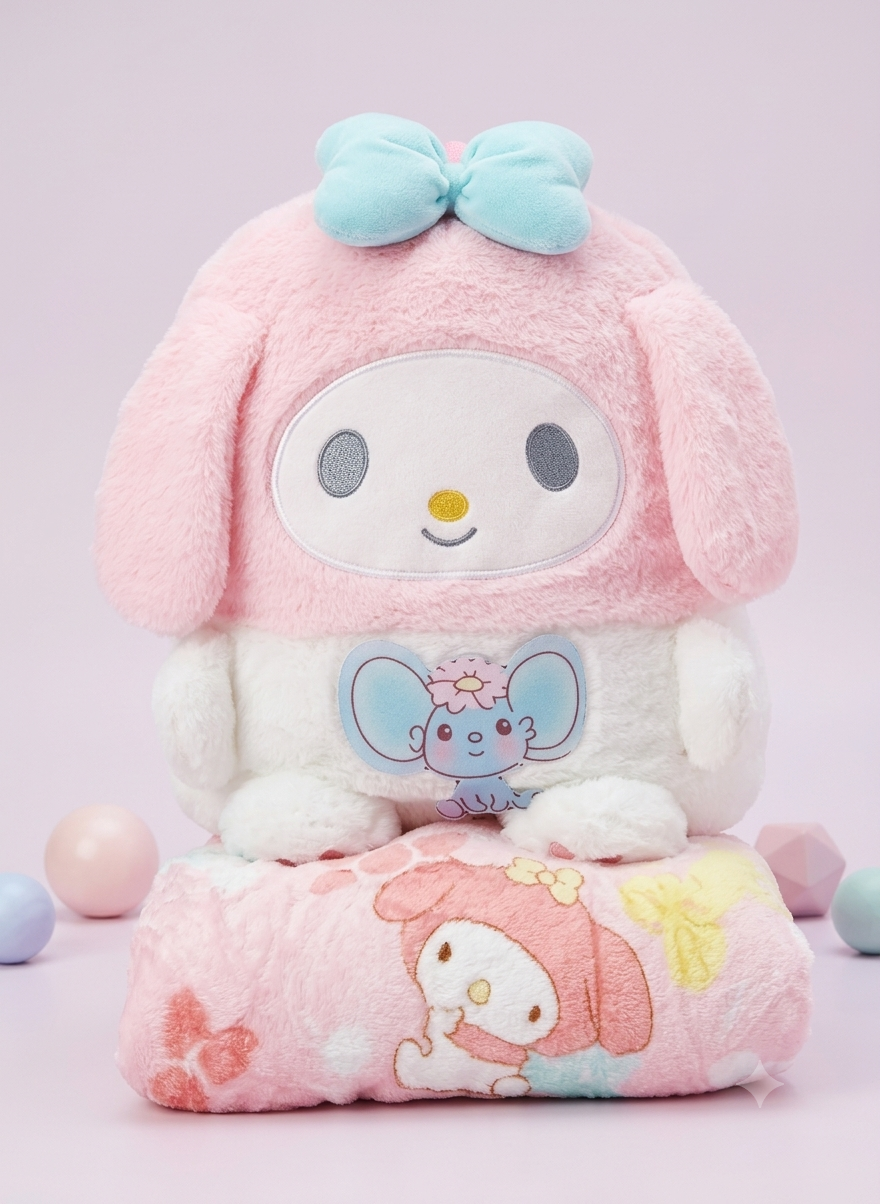 Plush pillow with blankets