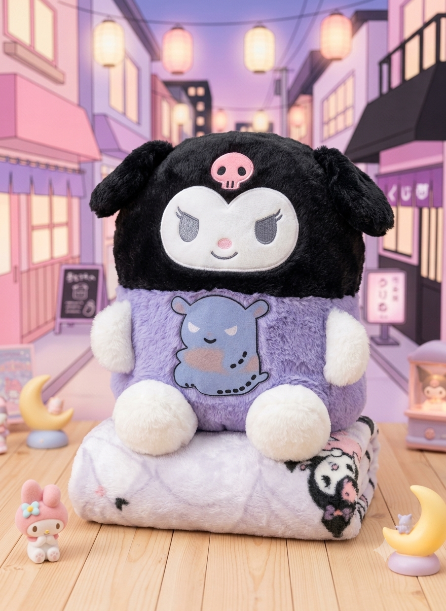Plush pillow with blankets kuromi