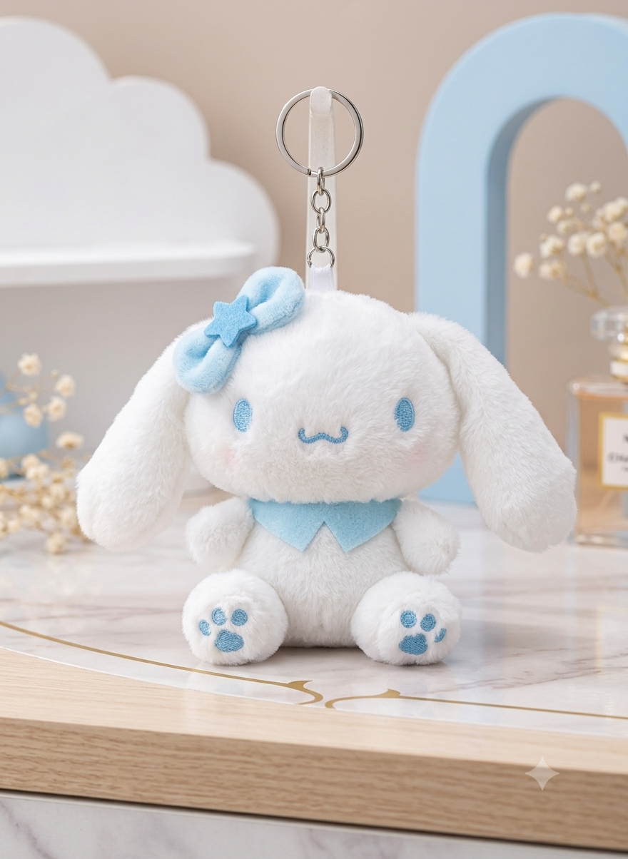 Plush fluffy cenimonroll keychain