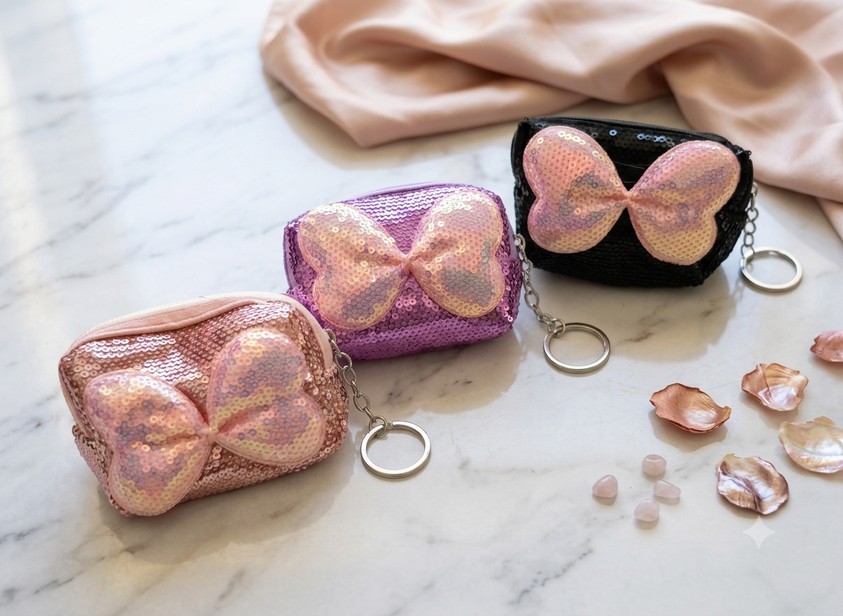 Sequence mini coins pouch key chain