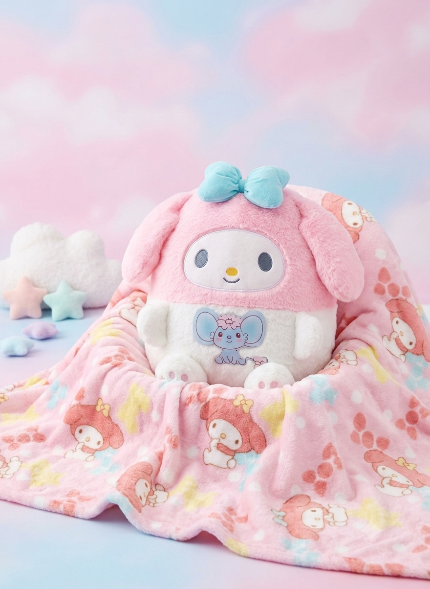 Plush pillow with blankets